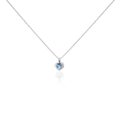Damen Collier Silber 925 Topas Blau 0,98ct Herz Arida Herz 1 47cm - Halsketten Damen | OROVIVO