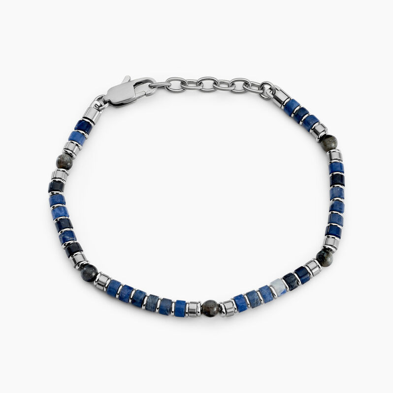 Bracelet Nairobi Acier Weiss Sodalite Labradorite - Spannringe Herren | OROVIVO