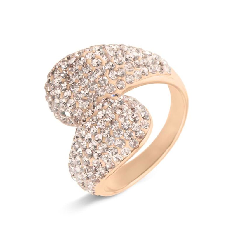 Anello Contrarie Aura Acciaio Rosa Cristallo - Spannringe Damen | OROVIVO
