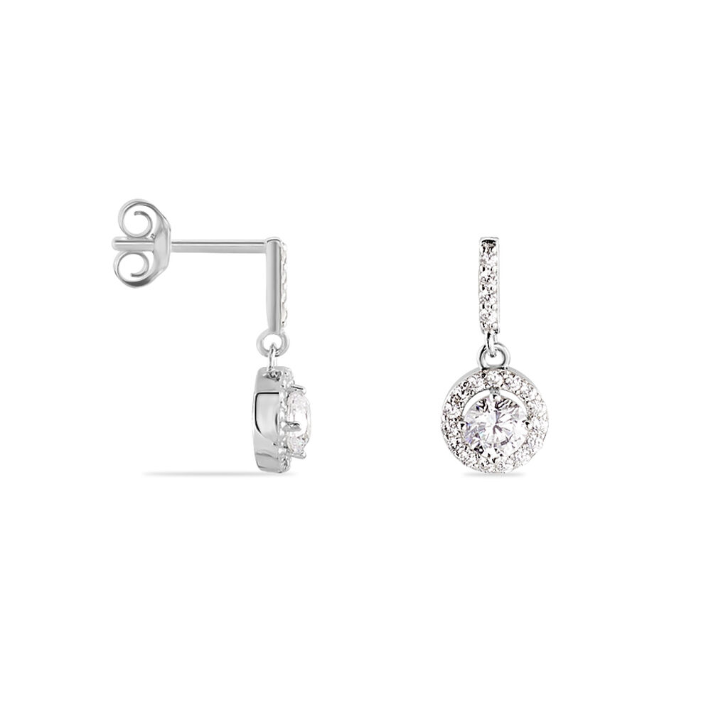 Boucles D'oreilles Argent Rhodie Karolanne Pendantes Forme Ronde - Spannringe Damen | OROVIVO