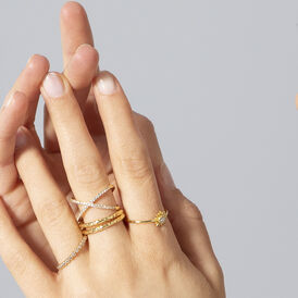 Damenring Silber 925 Vergoldet Zirkonia - Ringe mit Stein Damen | OROVIVO