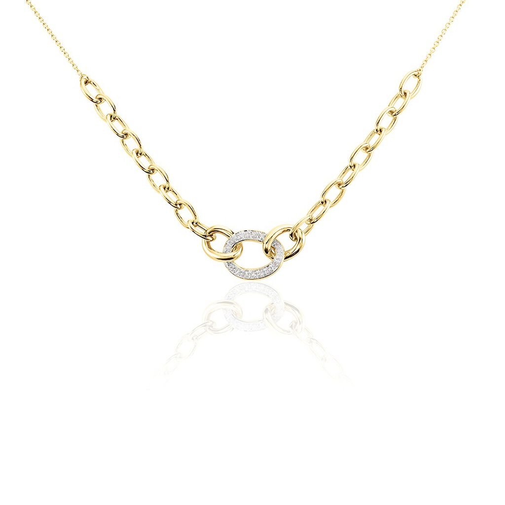 PANY Damen Collier Gold Bicolor Gelb/Silber 375 (9 Karat) Diamant Weiß 0,02 ct Oval - Halsketten Damen | OROVIVO