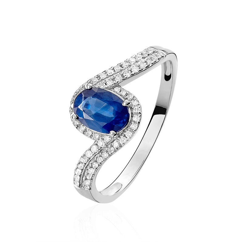 Bague Yalina Or Blanc Saphir Et Diamant - Spannringe Damen | OROVIVO