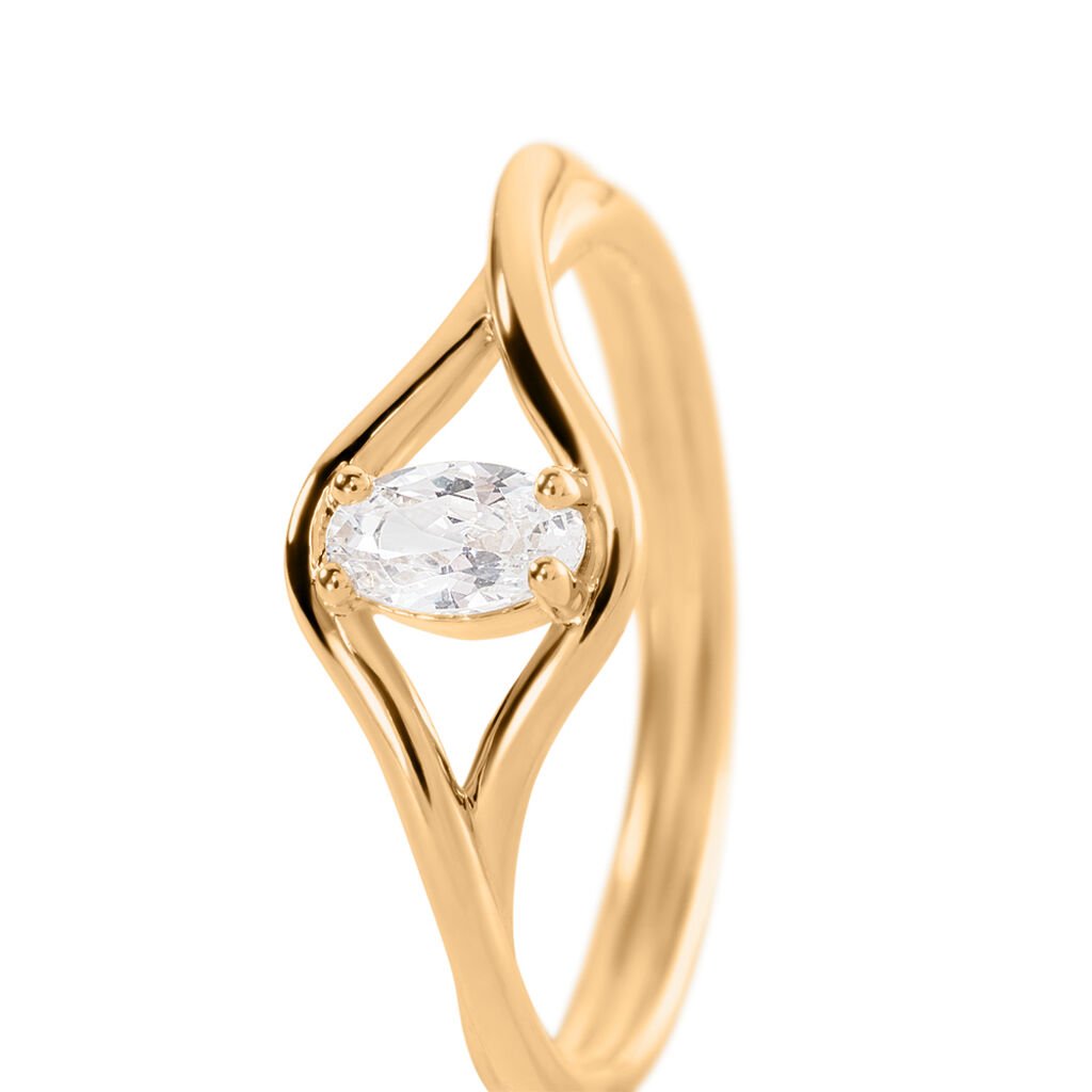 REMI Damen Ring Vergoldet Zirkonia Wei&szlig; Tropfen