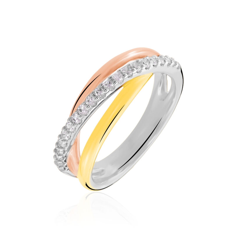 Damen Ring Silber Tricolor 925 Zirkonia Celeste 7,00mm  - Ringe mit Stein Damen | OROVIVO
