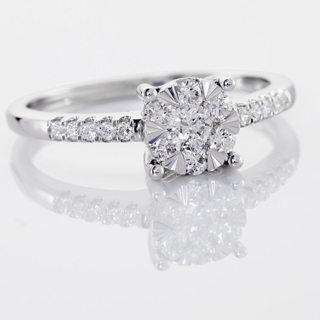 Damen Ring Weißgold 585 Rund Weiß Natur Petali - Ringe mit Stein Damen | OROVIVO