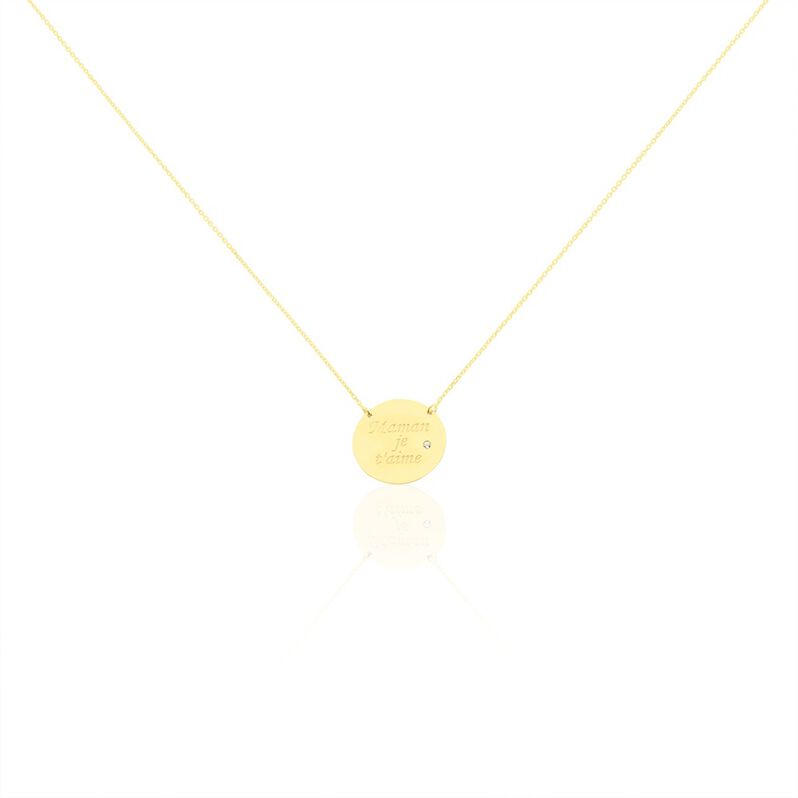 Collier Or Jaune Jolianne Pastille Message Maman Je T'aime Oxyde 42cm - Spannringe Damen | OROVIVO