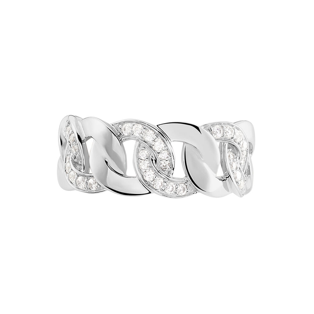ZAINAB Damen Ring Silber 925 Zirkonia Wei&szlig; 0,72 ct Kettenglieder