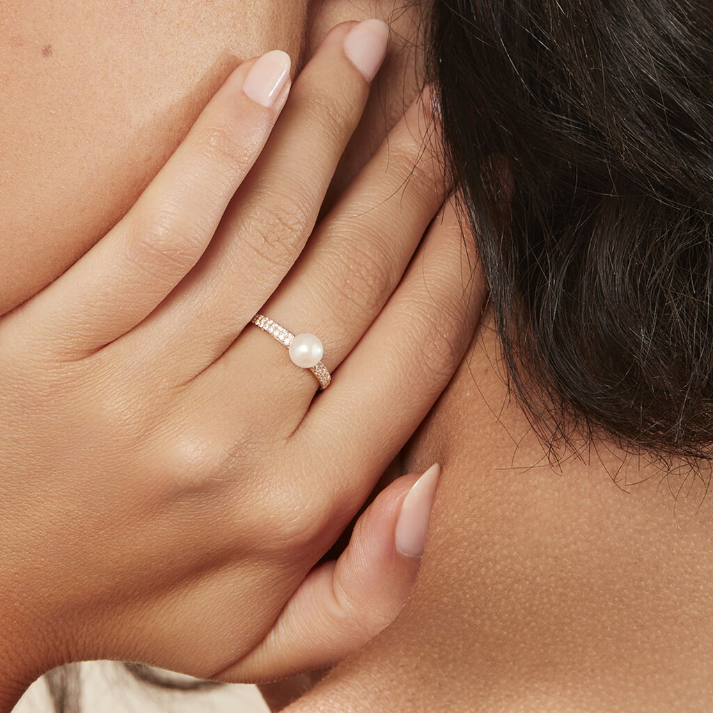 Damen Ring Gold 375 Zuchtperle Weiß Madeleine  - Solitärringe Damen | OROVIVO