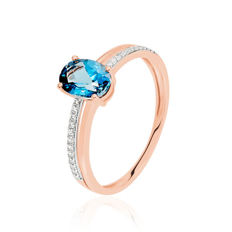 Damen Ring Rosegold 375 Topas Londonblau 0,95ct Oval Sarika  - Solitärringe Damen | OROVIVO