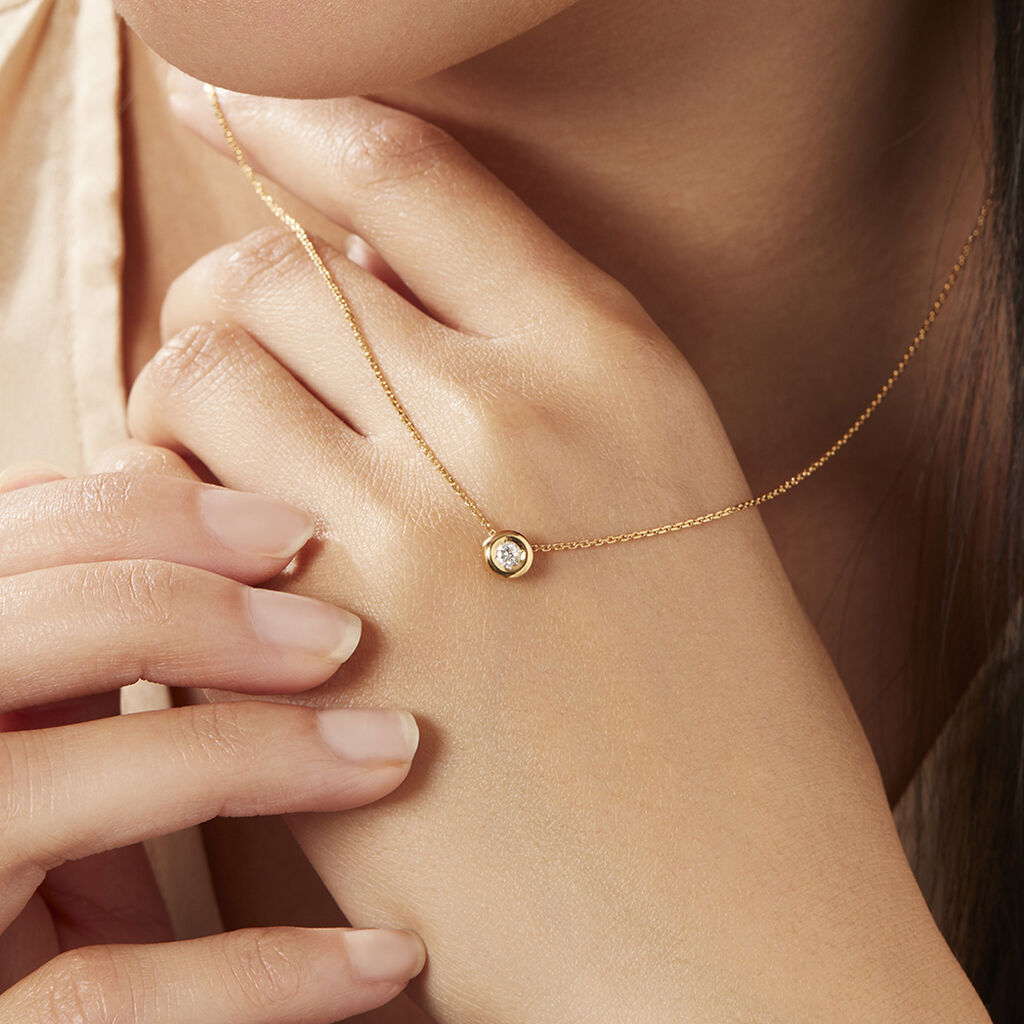 Damen Collier Gold 375 Diamant 0,1ct Paris 0,80mm - Halsketten Damen | OROVIVO