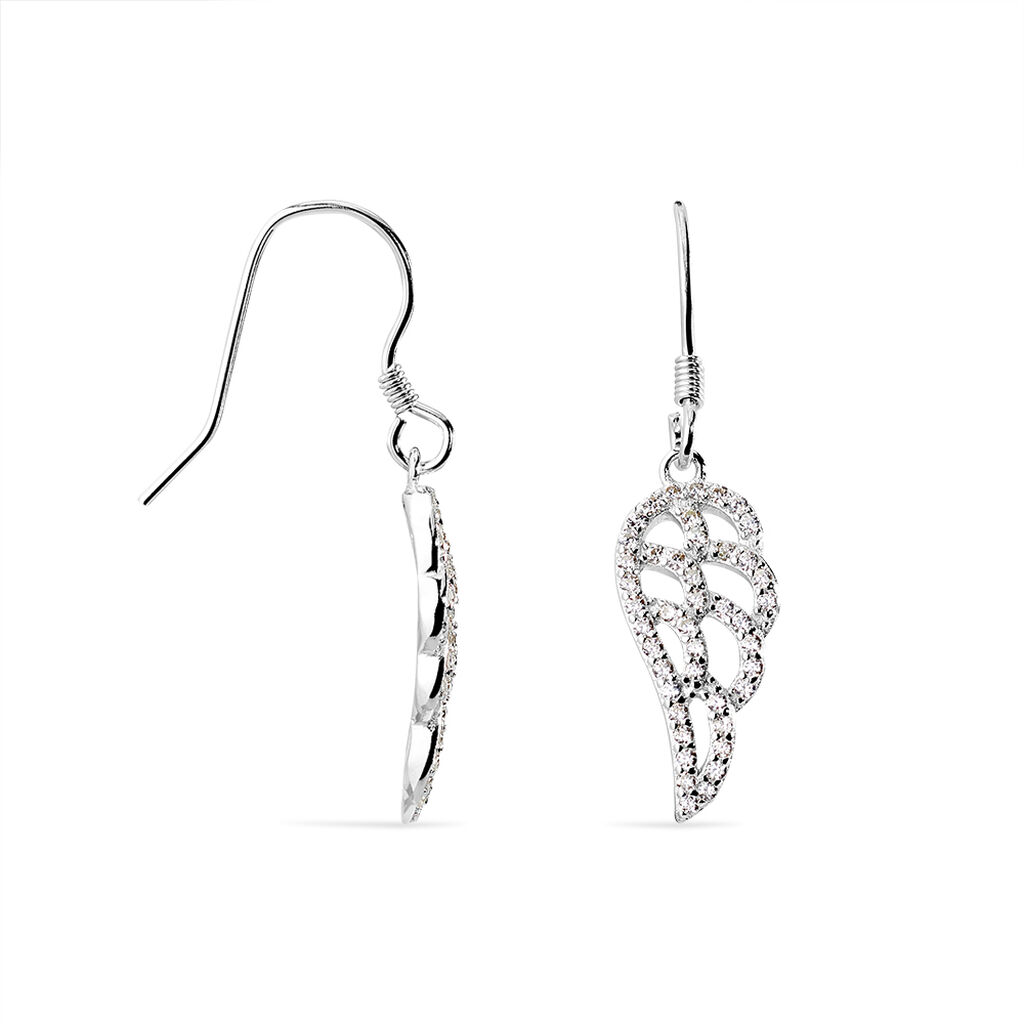 TILA FL&Uuml;GEL Damen Ohrringe Lang Silber 925 Zirkonia Wei&szlig; Fl&uuml;gel