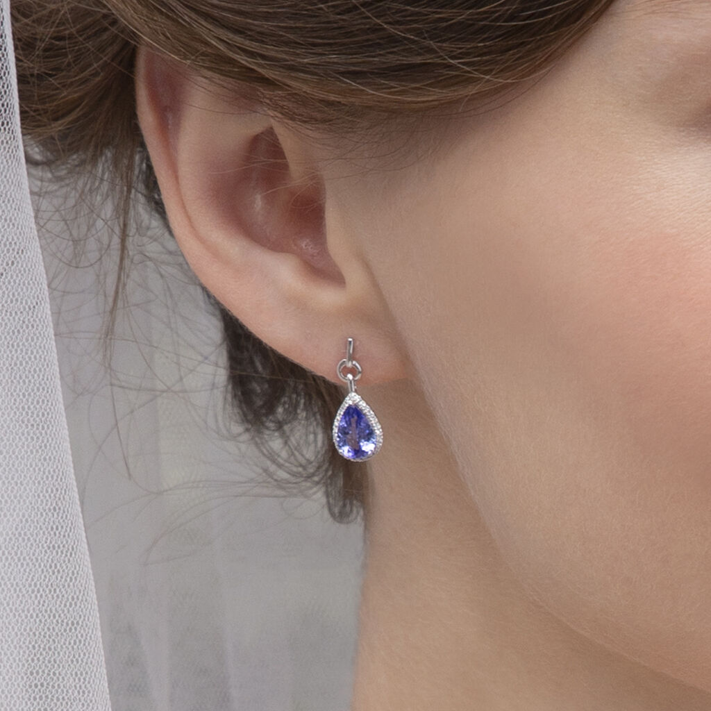 Damen Ohrstecker Weißgold 750 Tansanit Blau 3,35ct Tropfen Ocean 2  - Ohrstecker Damen | OROVIVO