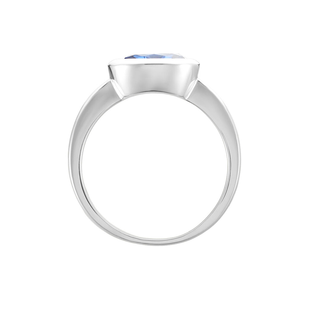 Damenring Silber 925 Glasstein Blau Oval Olivia - Solitärringe Damen | OROVIVO