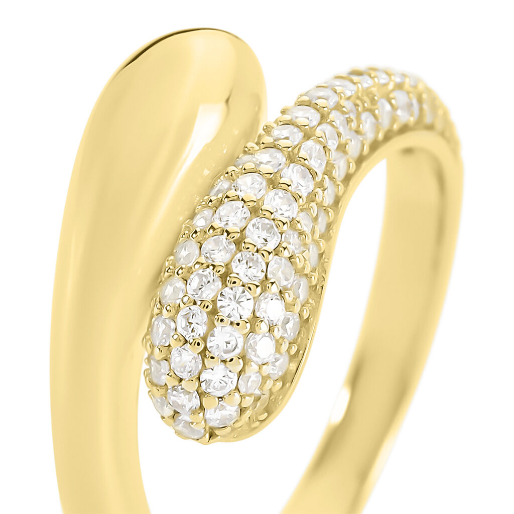 ELANI Damen Ring Silber vergoldet 925 Zirkonia Wei&szlig; 1,03 ct Tropfen