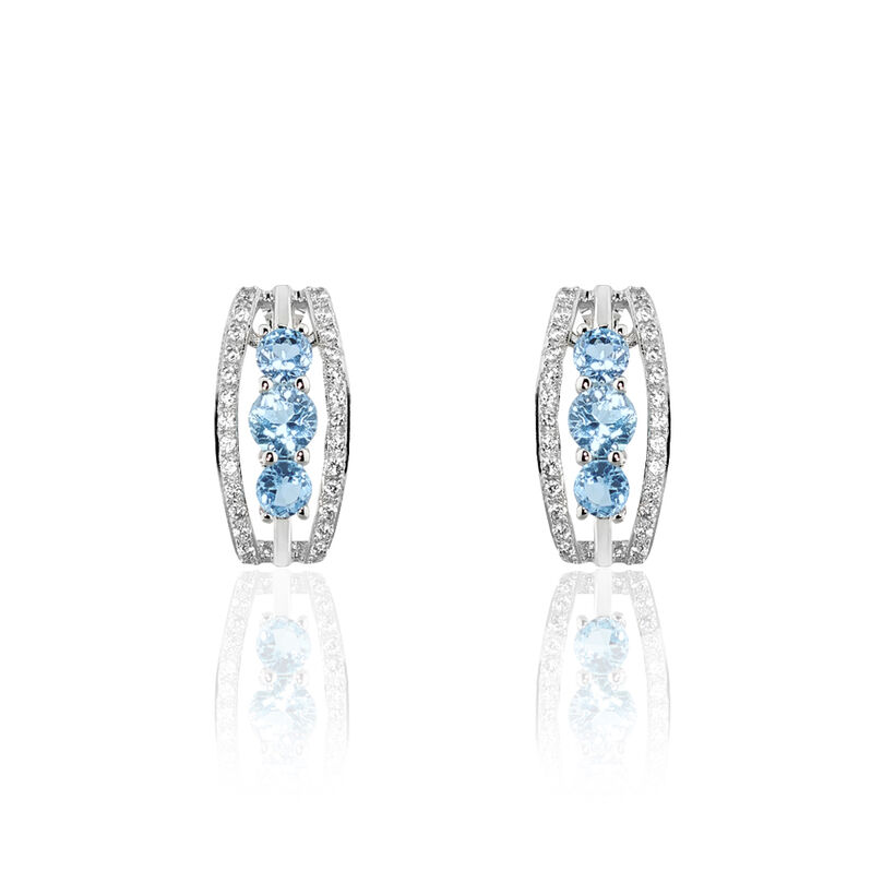 Boucles D'oreilles Puces Or Blanc Topaze Oxyde De Zirconium - Spannringe Damen | OROVIVO