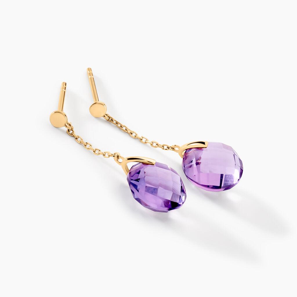 Boucles D'oreilles Or Jaune Ludmille Amethyste - Spannringe Damen | OROVIVO