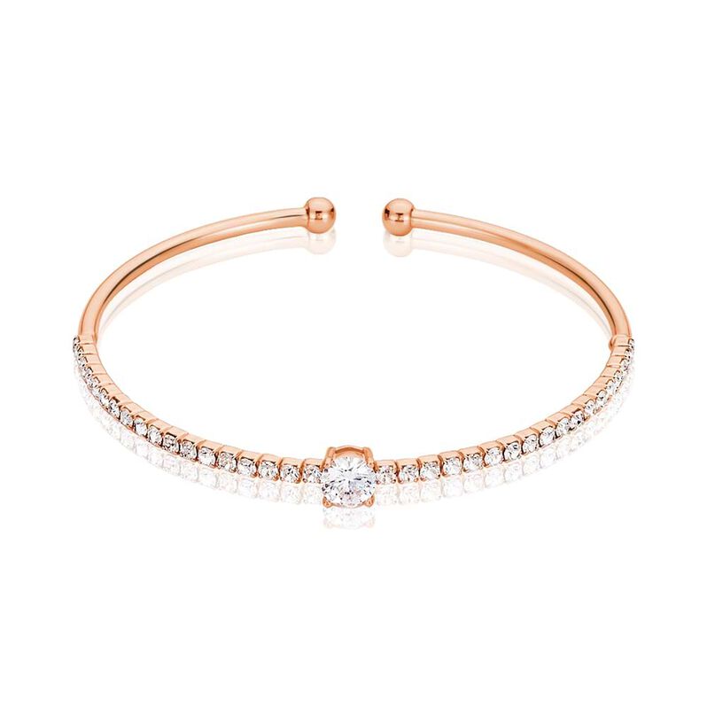 Bangle in metallo rosato e strass - Spannringe Damen | OROVIVO