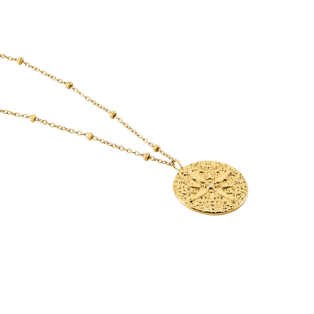 Damen Collier Edelstahl vergoldet Zirkonia Kompass Simone 1,20mm - Halsketten Damen | OROVIVO