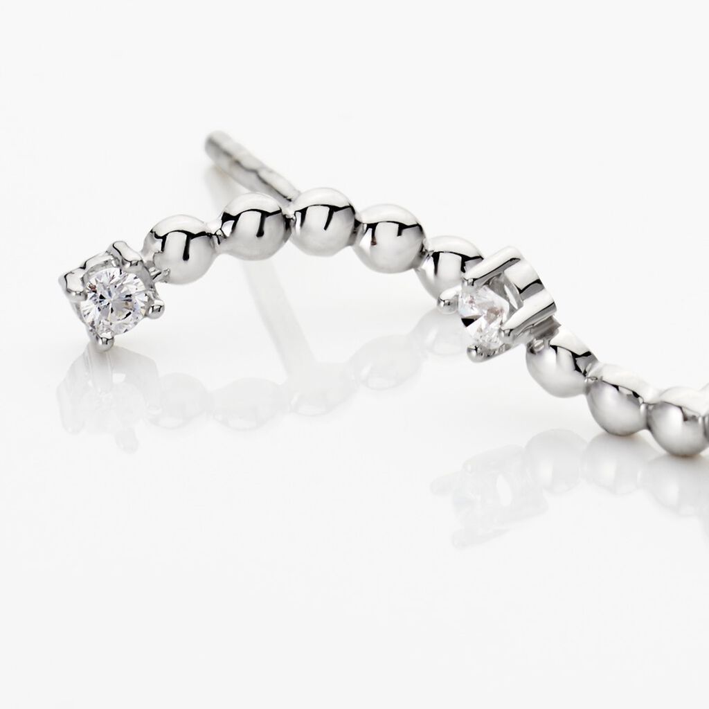 Damen Ohrstecker Silber 925 Zirkonia Wei&szlig;