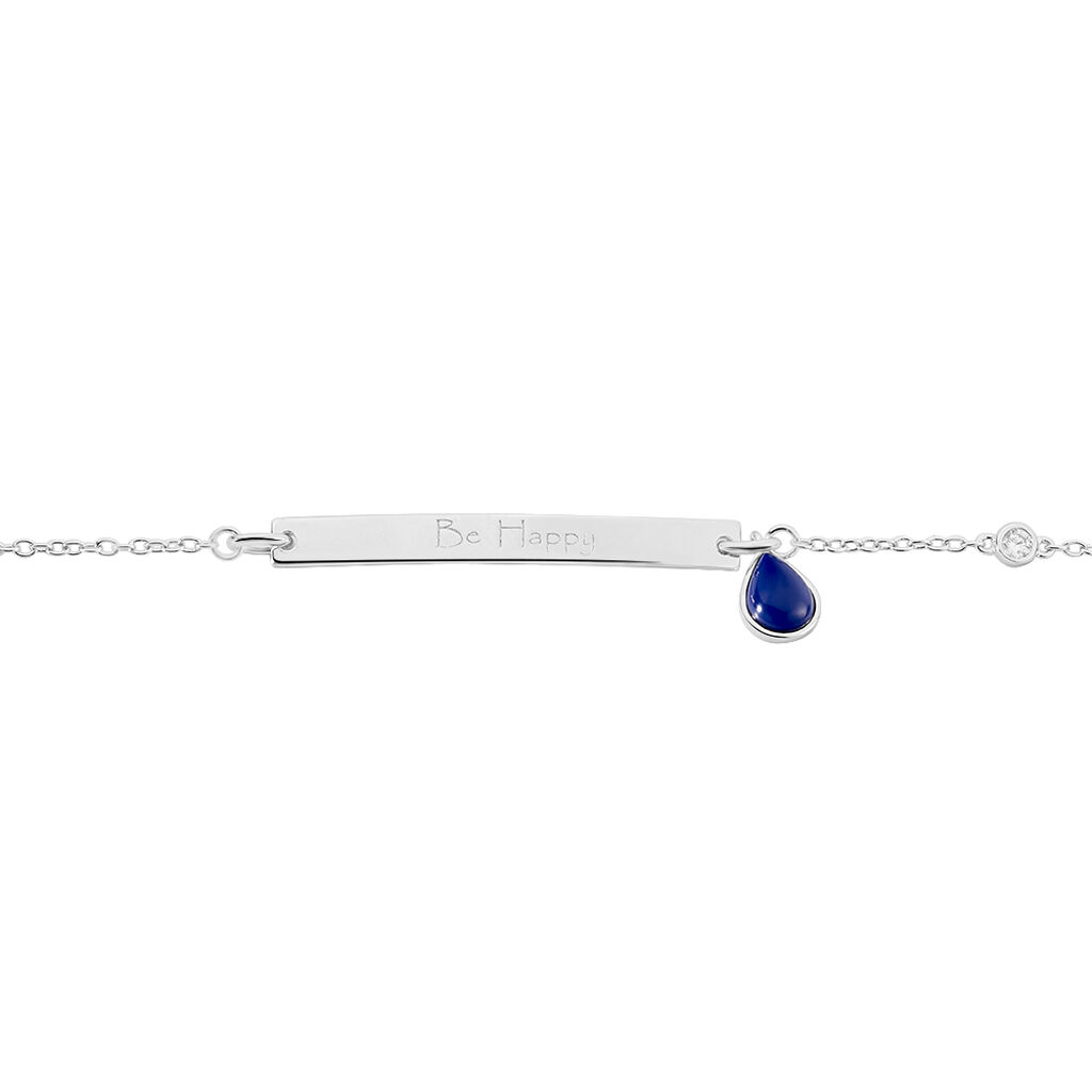 Damen Id Armband Silber 925 Blauer Zirkonia - Armbänder mit Gravur Damen | OROVIVO