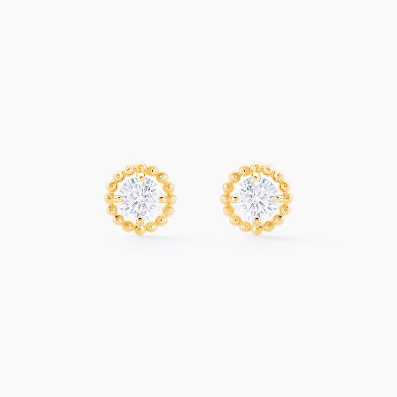 Boucles D'oreilles Puces Rufino Or Jaune Oxyde De Zirconium - Spannringe Damen | OROVIVO