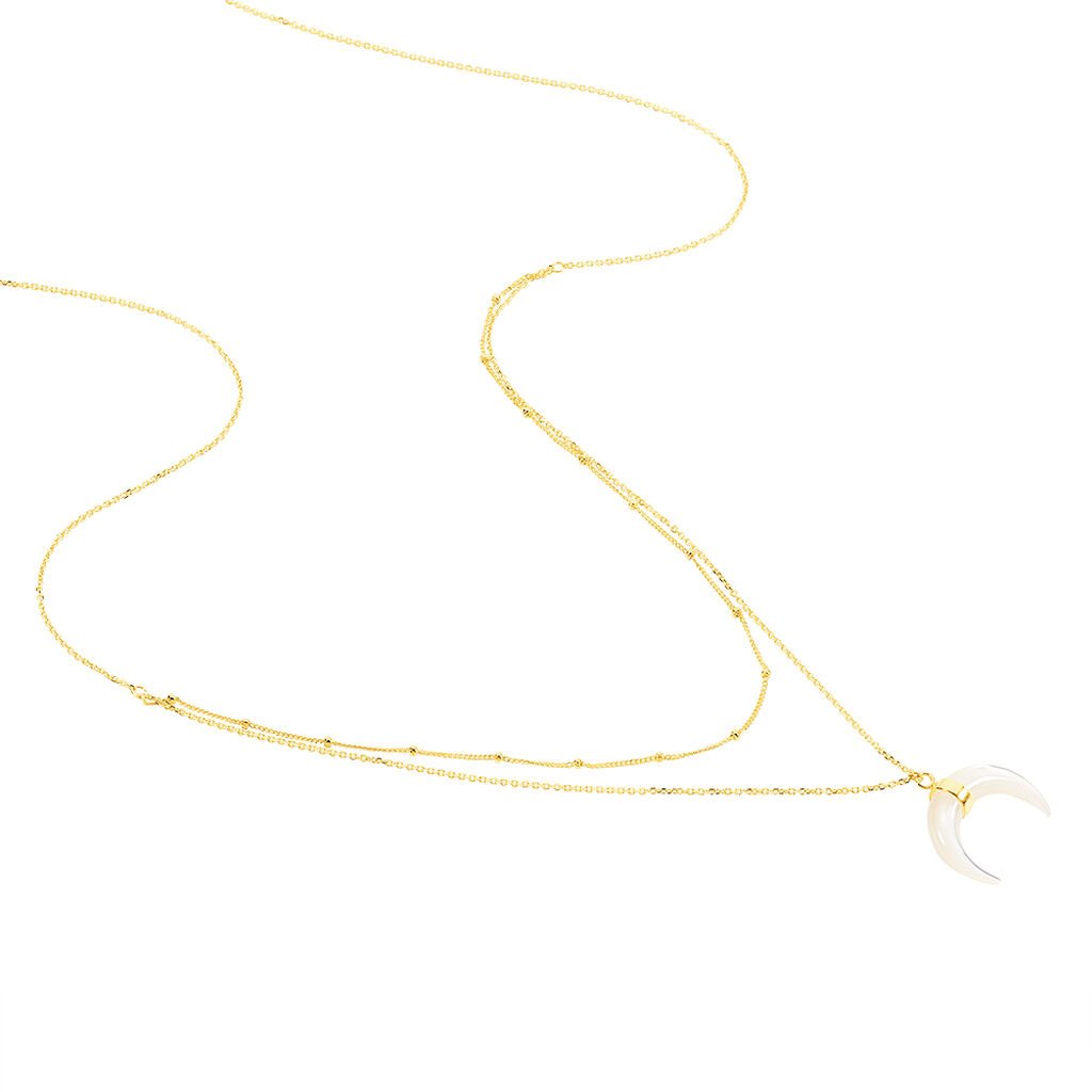 PIERRE Damen Collier Gold 375 (9 Karat) Perlmutt Perlmutt 0,6 ct Mond