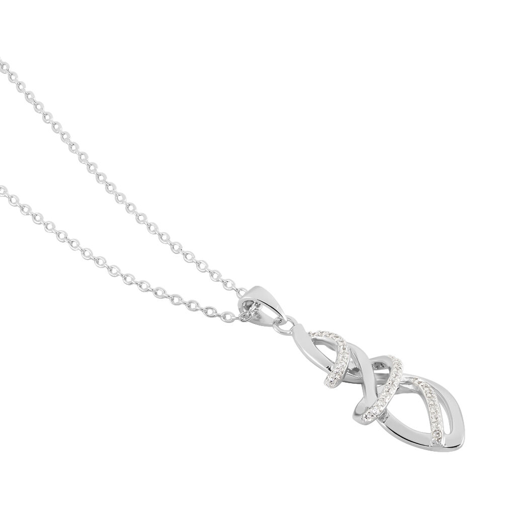 EMMA Damen Collier Silber 925 Zirkonia Wei&szlig; Spiralf&ouml;rmig