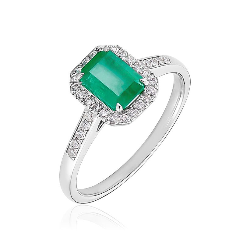 Bague Emory Or Weiss Emeraude Diamant - Spannringe Damen | OROVIVO