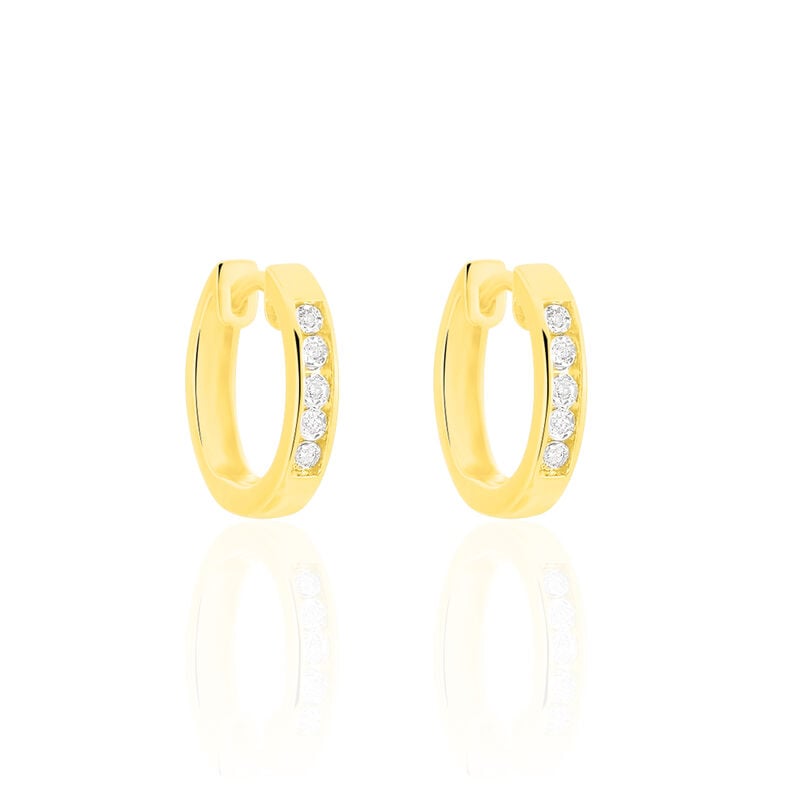 Damen Creolen Gold 375 (9 Karat) Diamant Wei&szlig; 0,04 ct B 3 mm - Creolen Damen | OROVIVO
