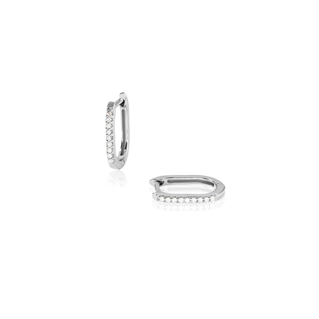 BRITTANY Damen Creolen Weißgold 375 (9 Karat) Diamant Weiß 0,07 ct, Creolen mit Stein