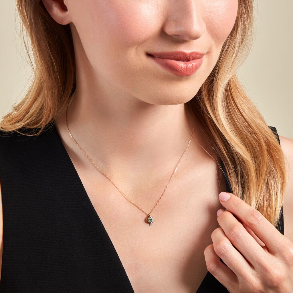 Collier Or Jaune Lydia Vague Emeraude Oxyde - Spannringe Damen | OROVIVO