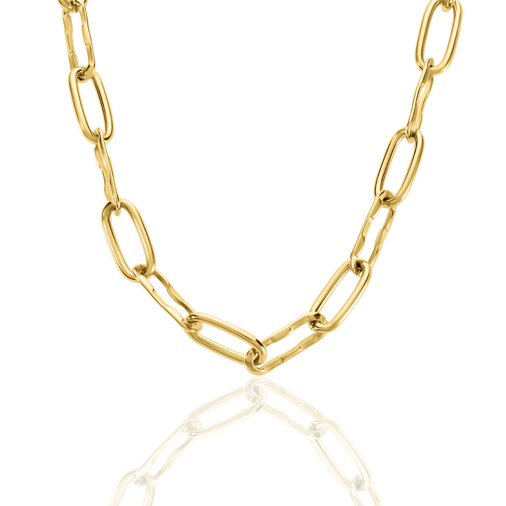 THREN Damen Kette Edelstahl vergoldet B 8 mm, Kette ohne Stein