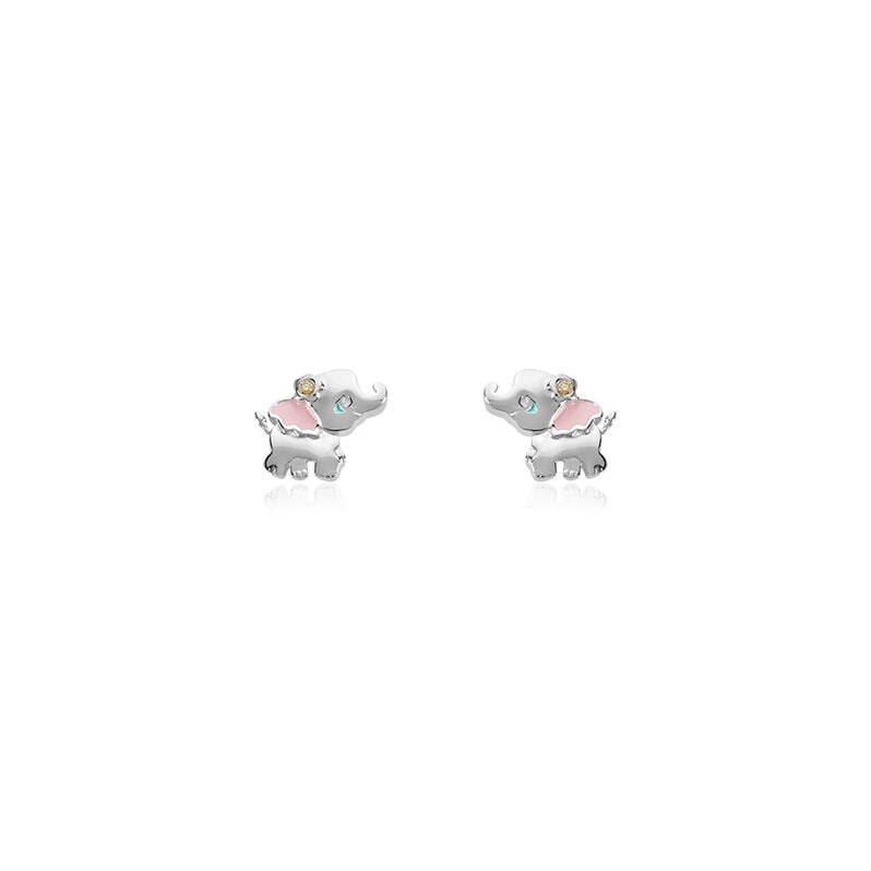 ELEFANT Kinder Ohrstecker Silber 925 Zirkonia Weiß Elefant - Ohrstecker Kinder | OROVIVO