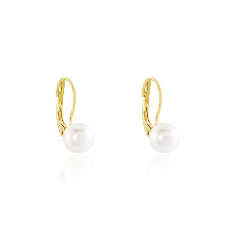 FINIA Damen Ohrringe Lang Gold 375 (9 Karat) Zuchtperle Perlmutt - Ohrh&auml;nger Damen | OROVIVO