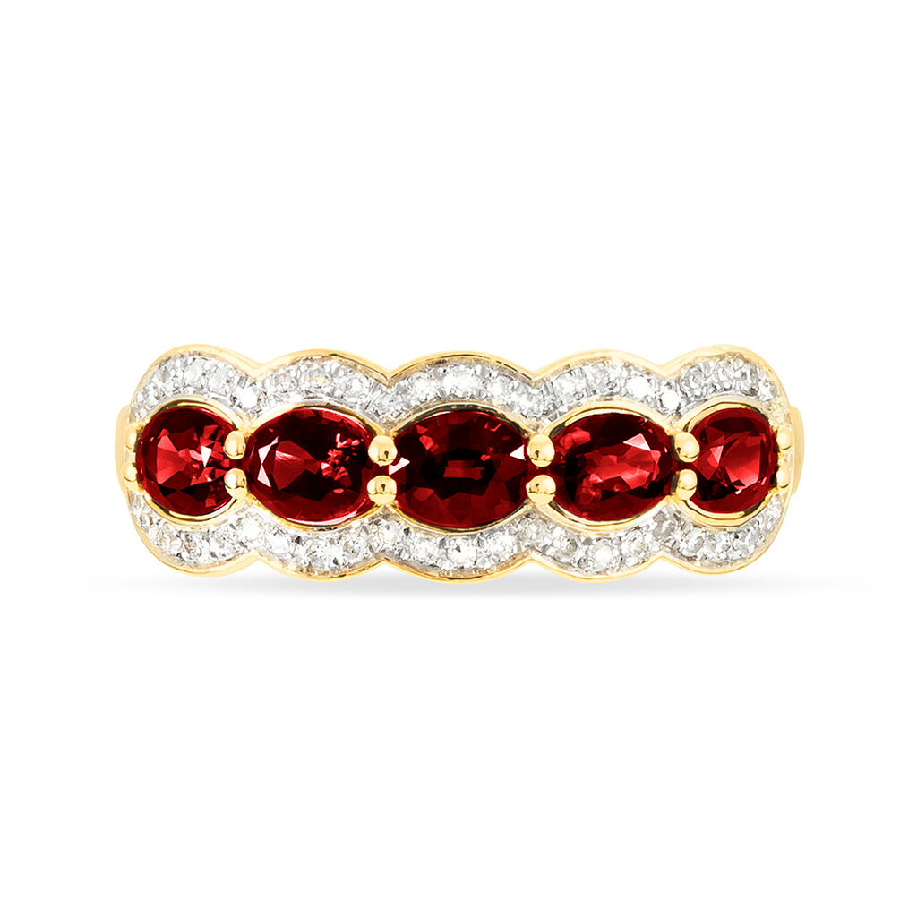 Bague Margaux Or Jaune Grenat Et Diamant - Spannringe Damen | OROVIVO