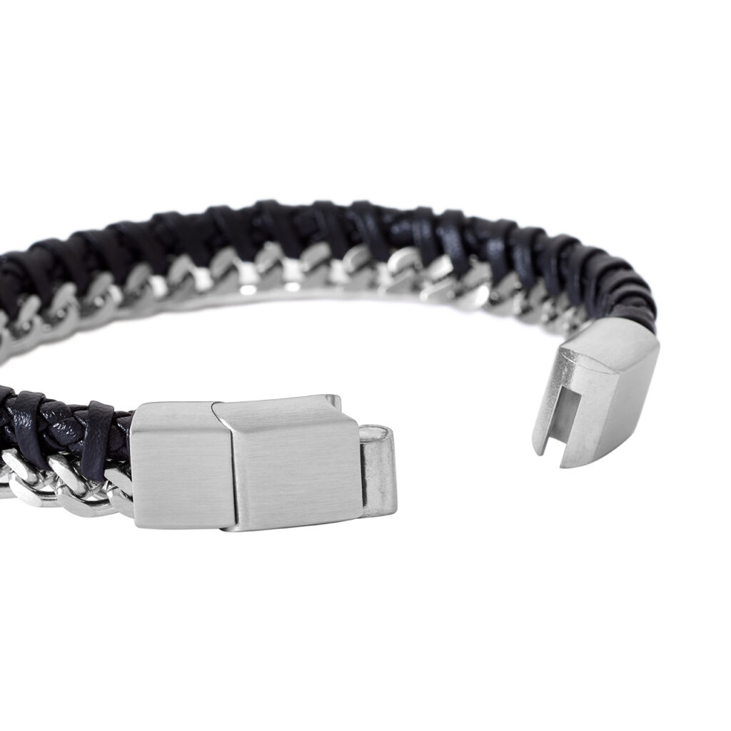 ENZO Herren Armband Leder Schwarz B 11 mm