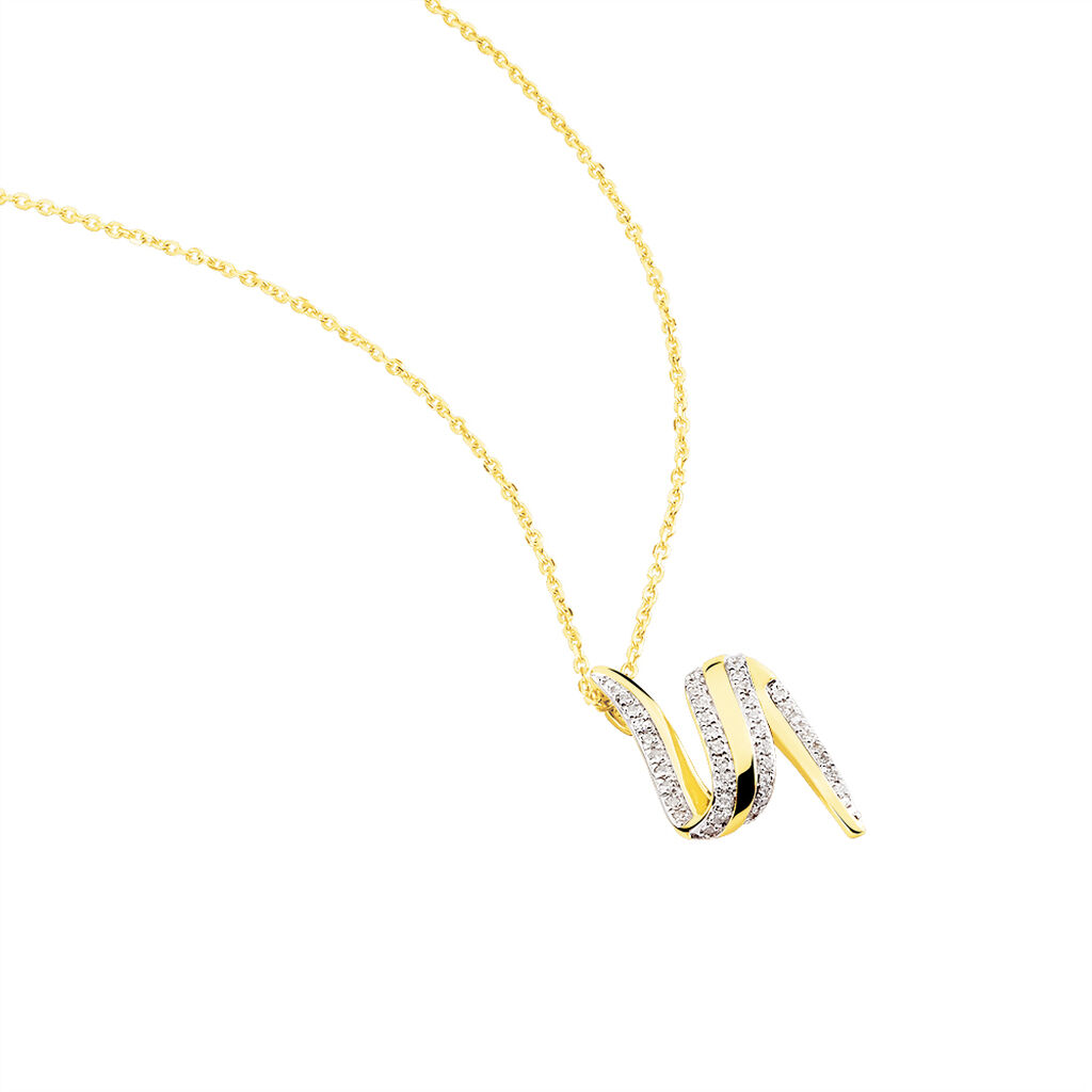 Damen Collier Gold 375 Diamant 0,21ct Welle Jojo - Halsketten Damen | OROVIVO