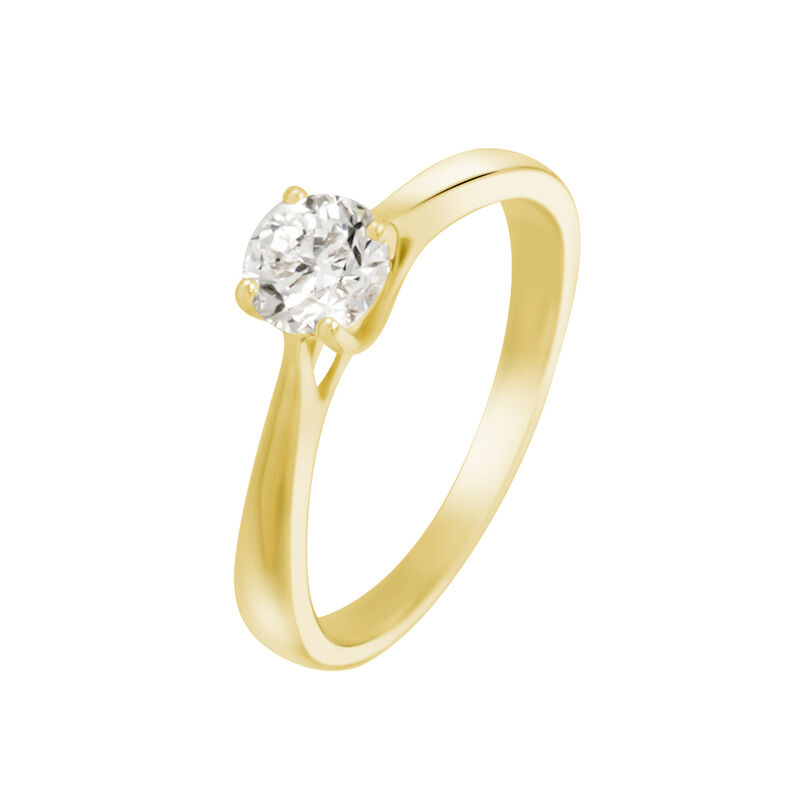 Solitaire Or Jaune Fiona Diamant Synthetique - Spannringe Damen | OROVIVO