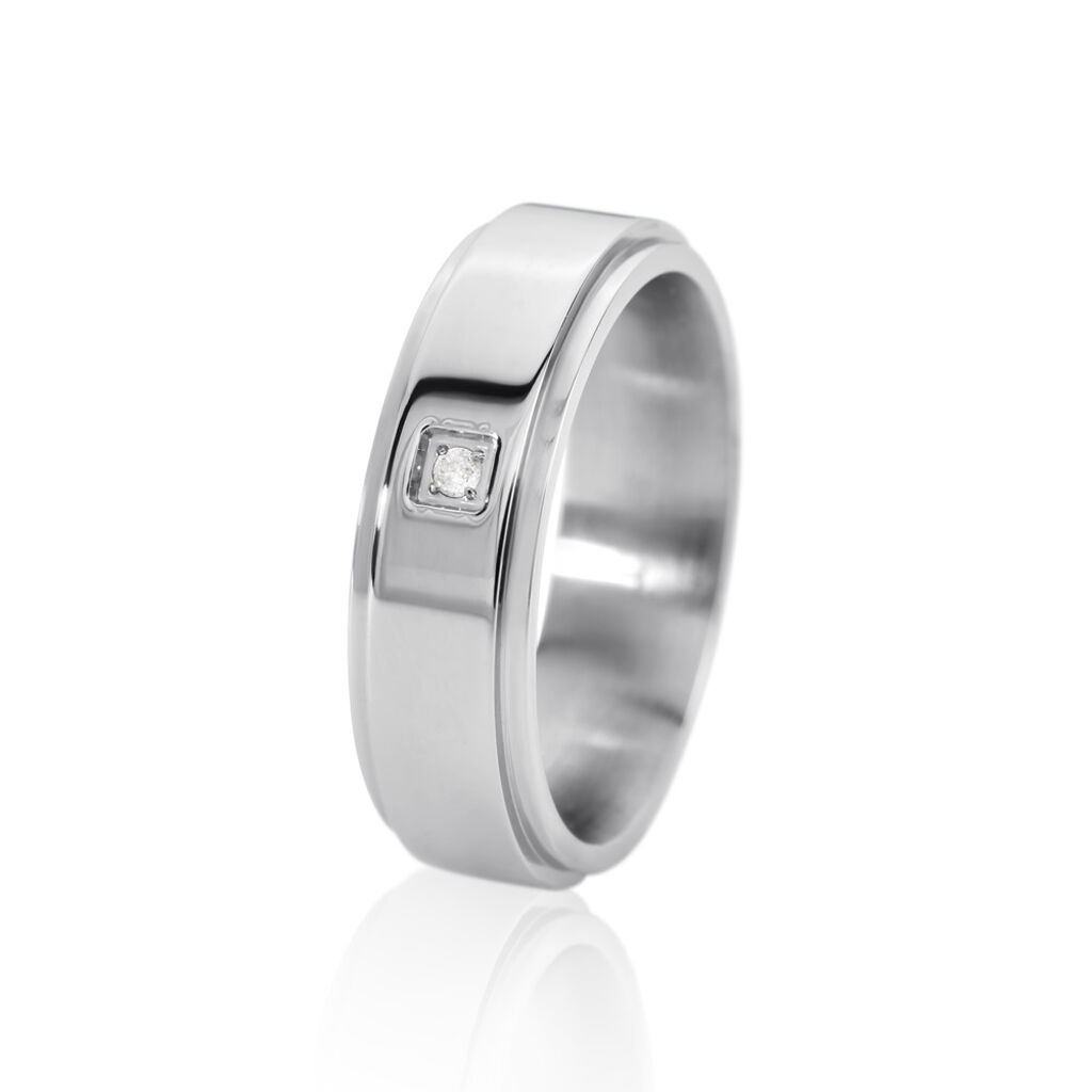 BOND Damen Ring Edelstahl Diamant Wei&szlig; 0,020 ct B 6 mm