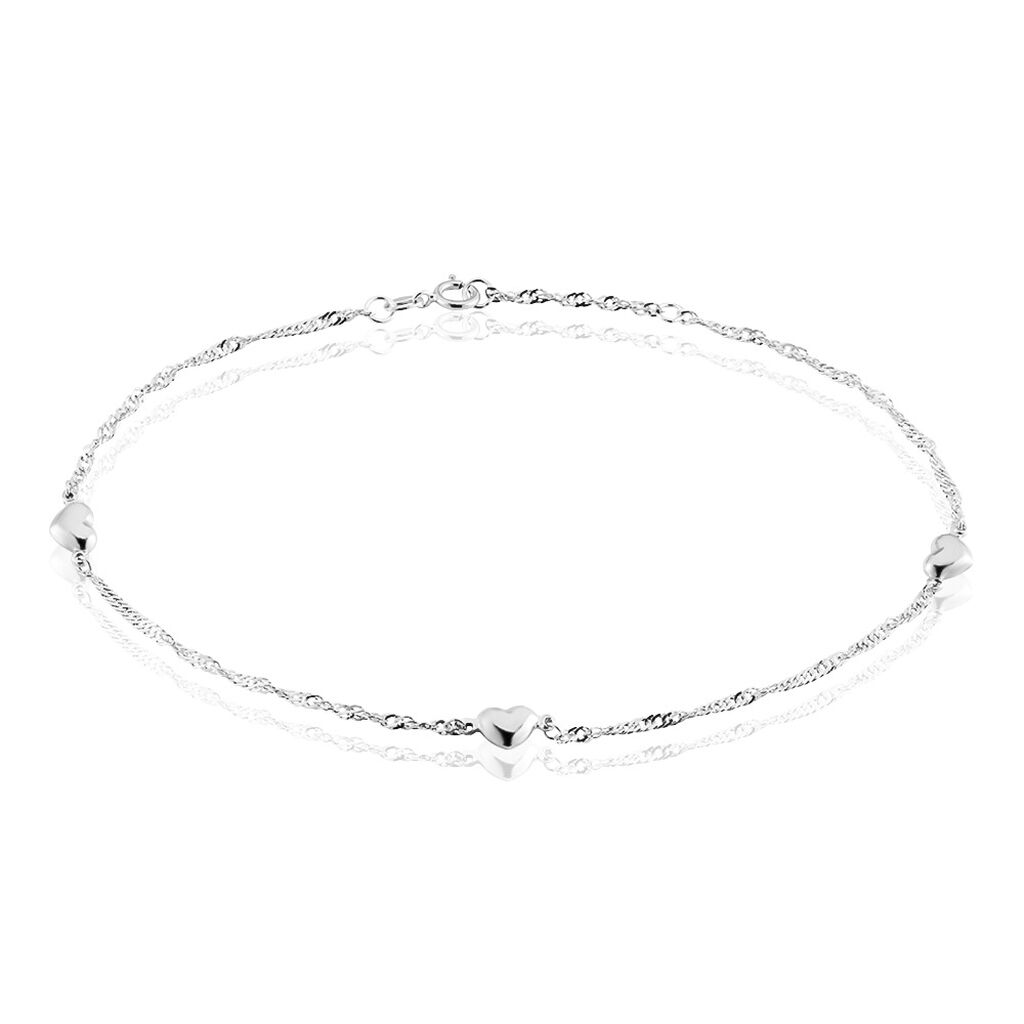 🦚 Damen Fußkettchen Silber 925 Herz, Fußkette ohne Stein