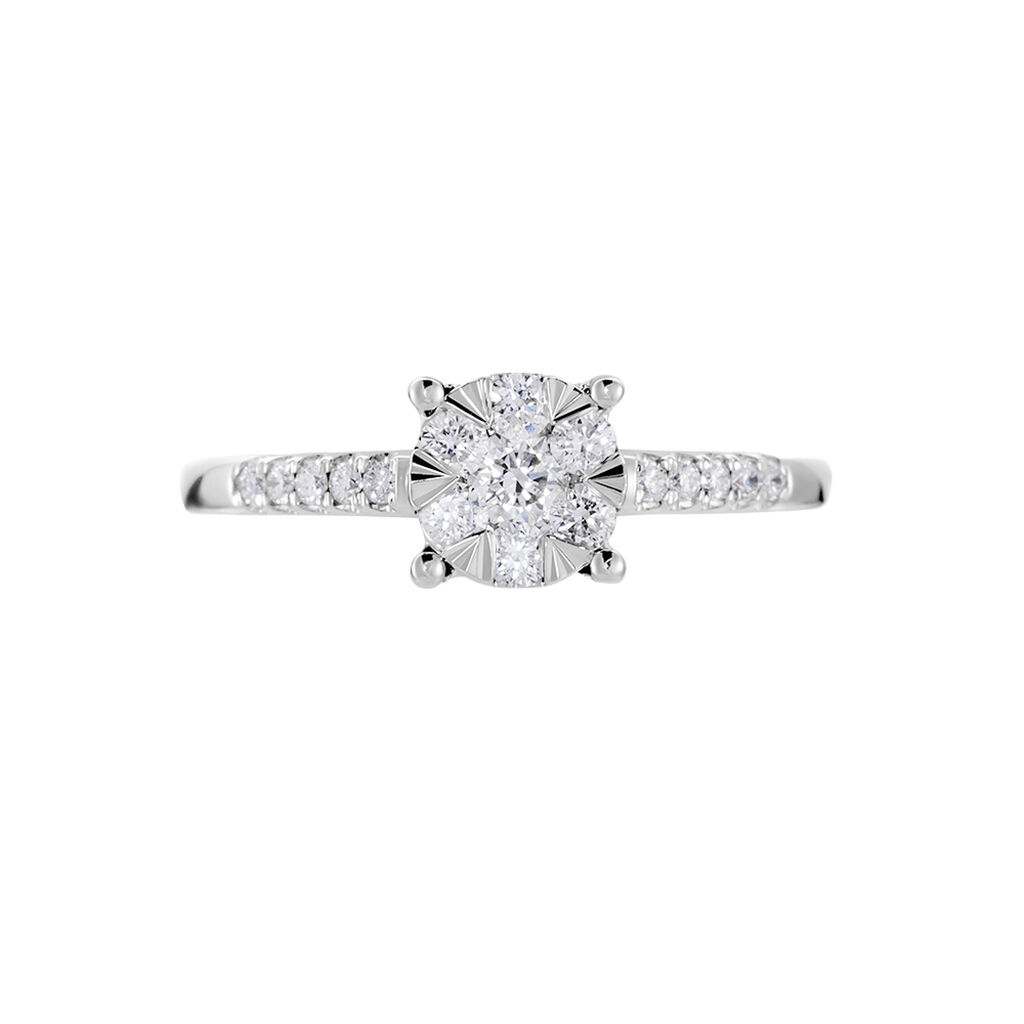Damen Ring Weißgold 585 Rund Weiß Natur Petali - Ringe mit Stein Damen | OROVIVO