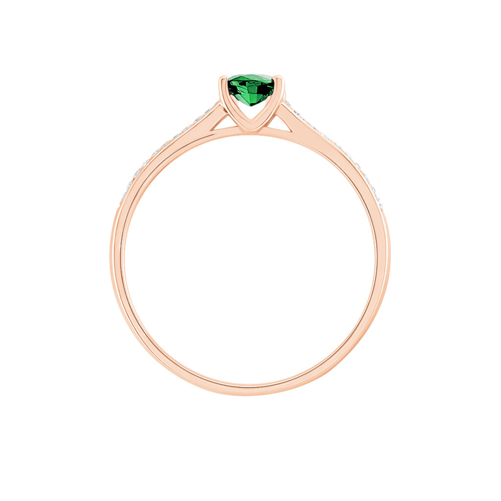 Bague Crista Or Rose Emeraude Et Diamant - Spannringe Damen | OROVIVO