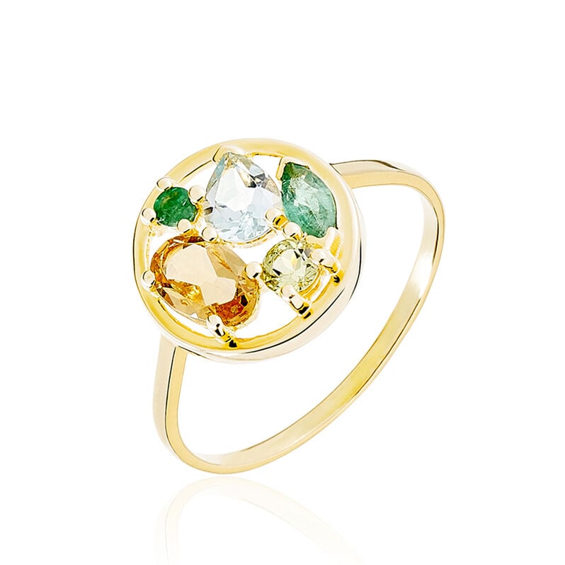 Bague Or Jaune Citrine Et Topaze Et Amethyste - Spannringe Damen | OROVIVO