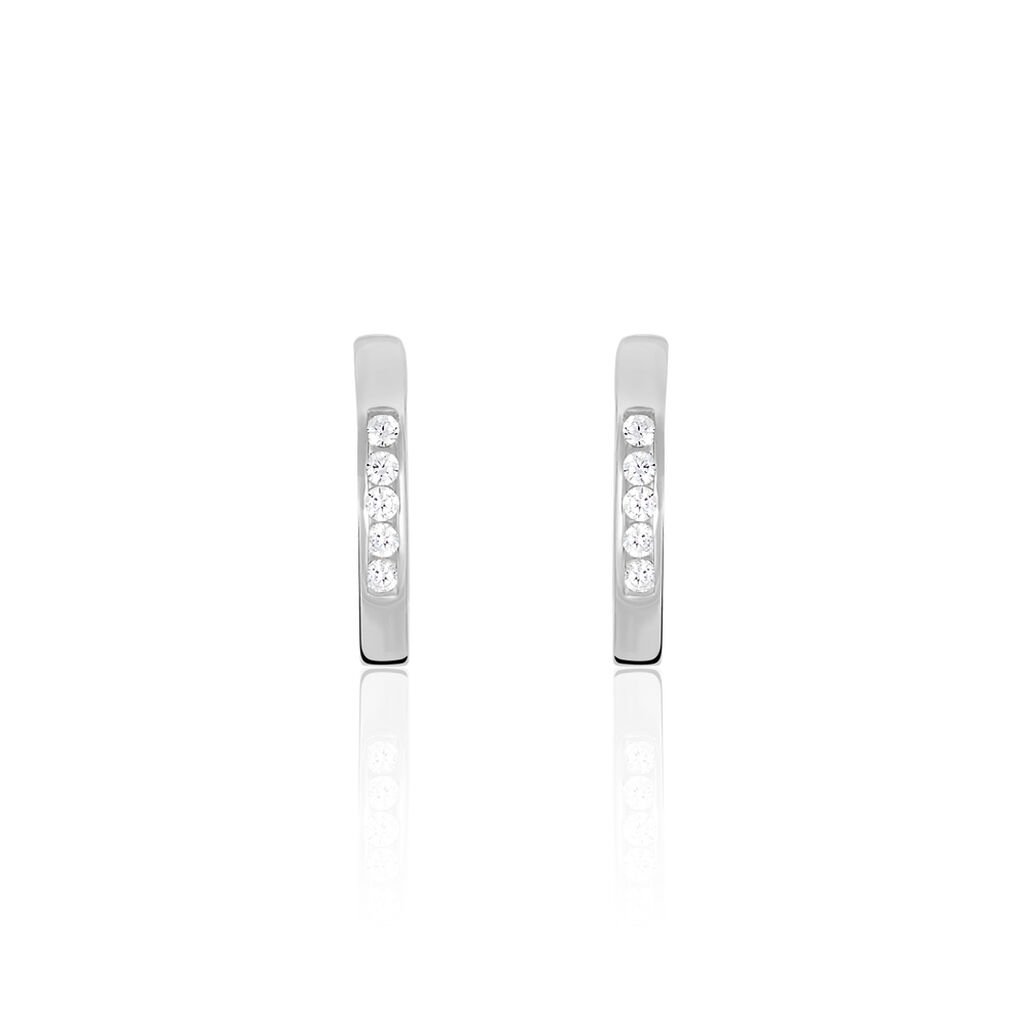 Damen Creolen Silber 925 Zirkonia Wei&szlig; 0,28 ct