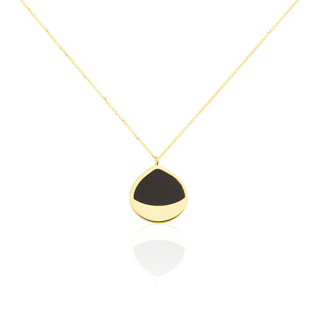 🦚 Damen Halskette Gold 375 Onyx, Collier mit Stein