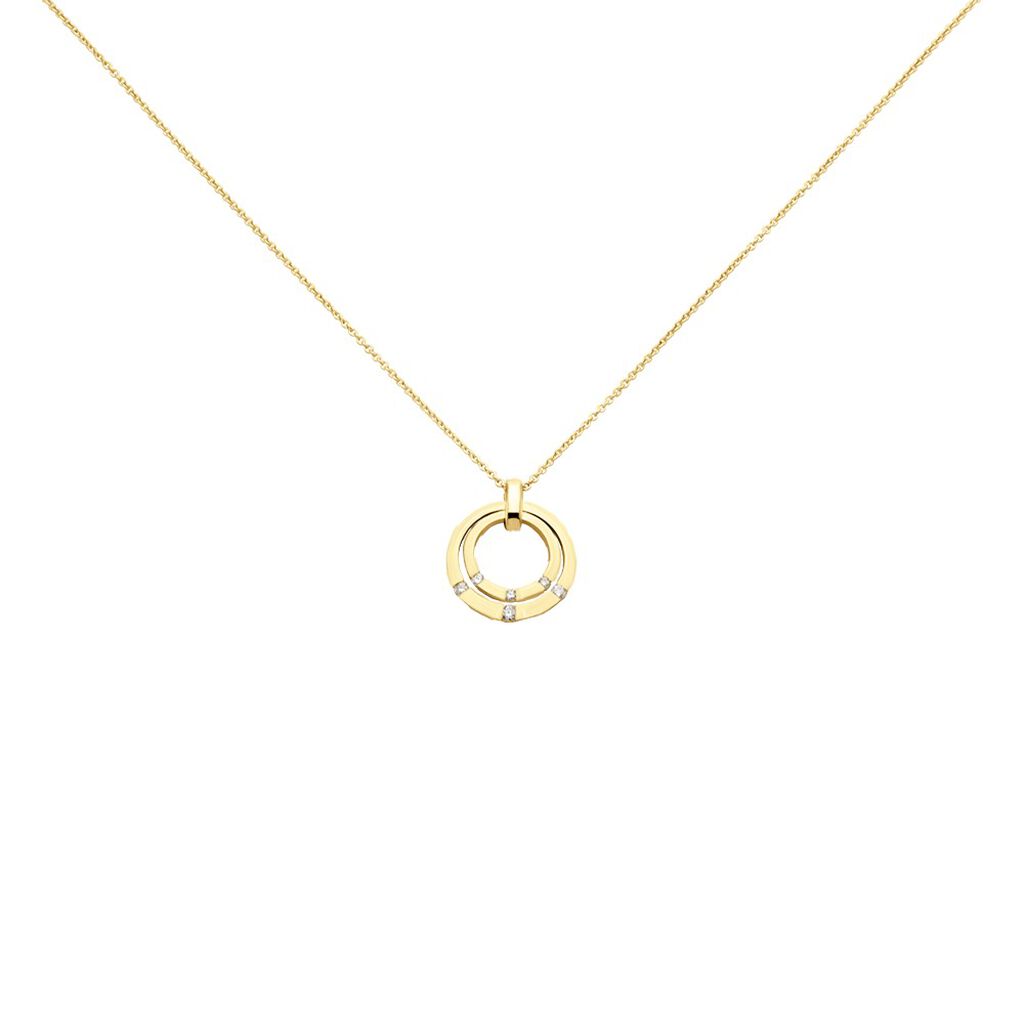 Damen Collier Gold 375 Diamant 0,17ct Ambre 16,60mm - Halsketten Damen | OROVIVO