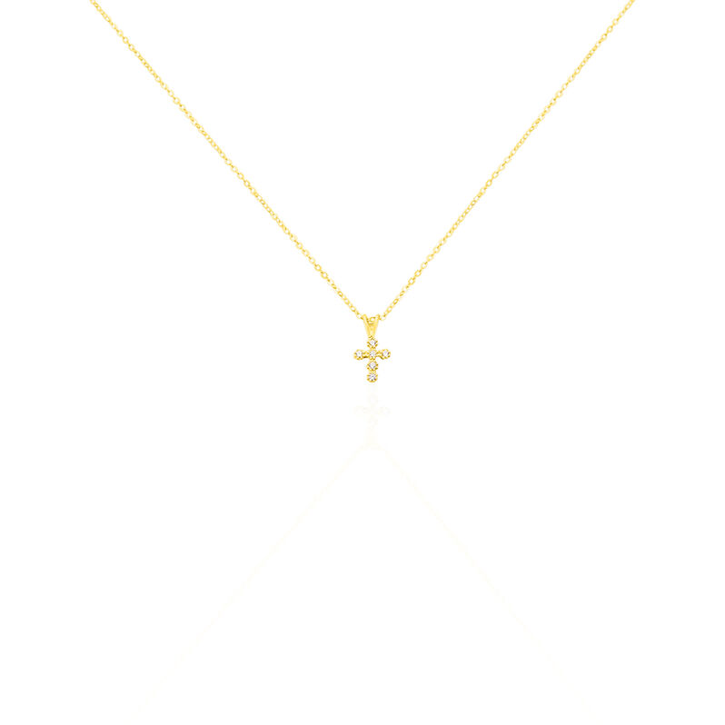 Familie Collier Gold 375 Zirkonia Religi&ouml;ses Kreuz Enke - Halsketten Familie | OROVIVO