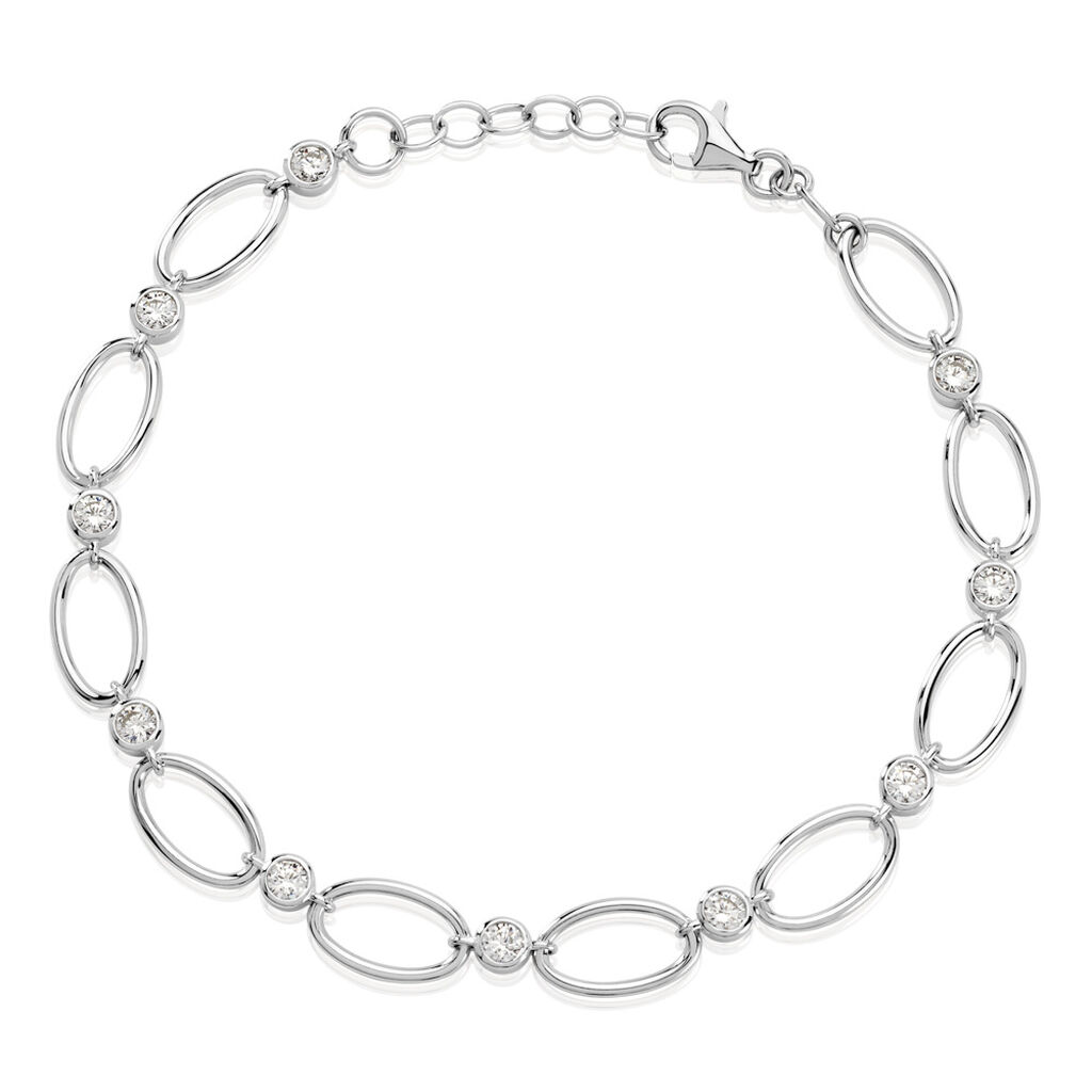 Damen Armband Silber 925 Rund Weiß Geometrisch Isabelle 2cm - Armbänder mit Anhänger Damen | OROVIVO