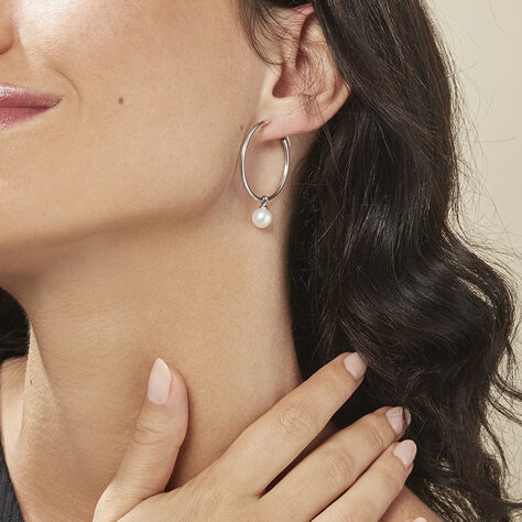 Damen Creolen Silber 925 mit Perlenanhänger - Creolen Damen | OROVIVO